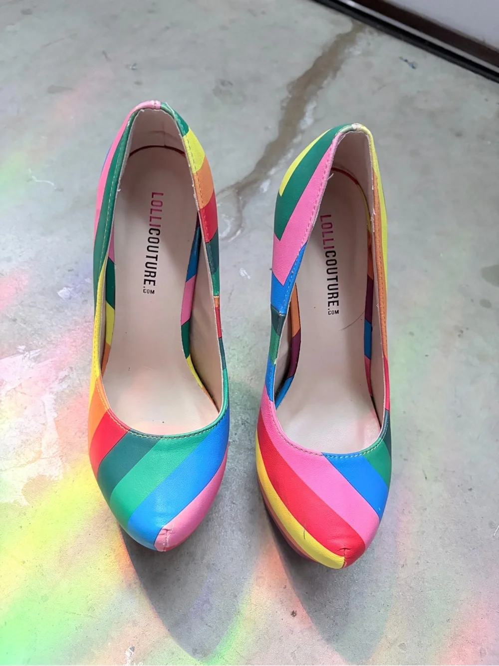Lolli Couture Rainbow Striped  Heels